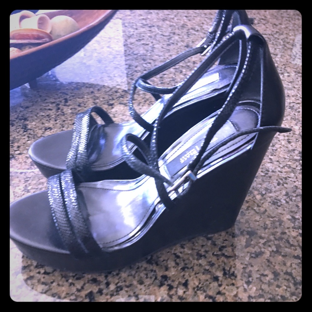 WHBM Black wedge Sandel worn twice.